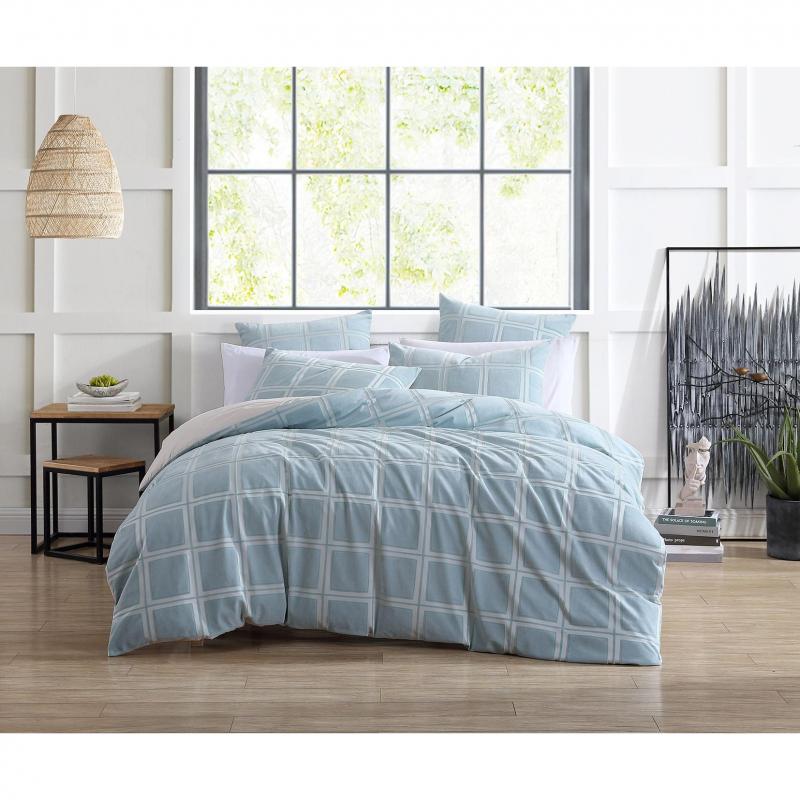 Platinum Rowan Seafoam Polyester Jacquard Quilt Cover Set | King Bed | Seafoam